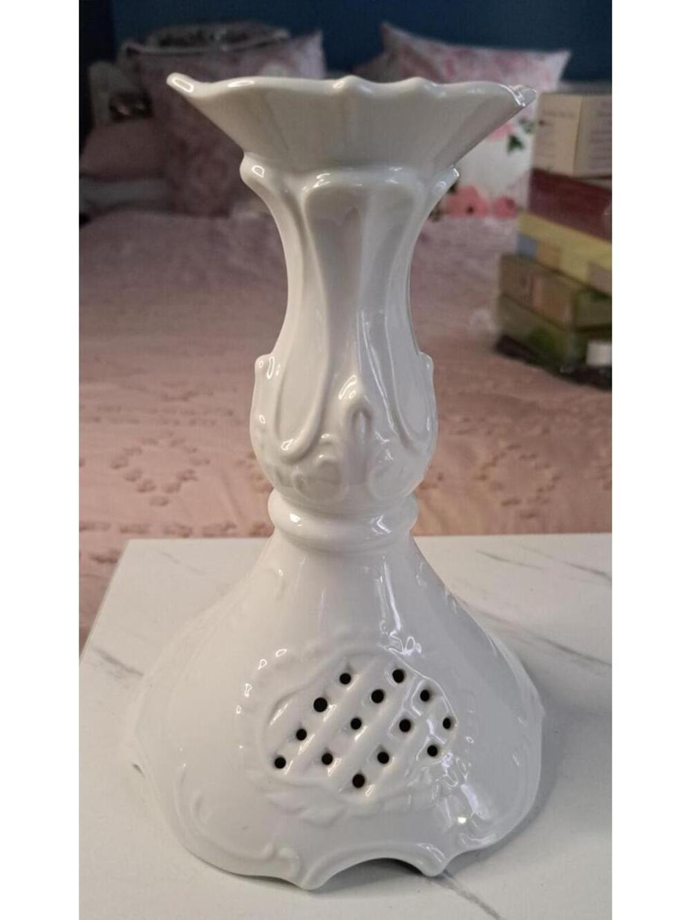 Vintage Pirken Hammer Czech Lattice Porcelain Candle Stick/Holder